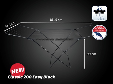 Leifheit 81696 Classic 200 Easy Droogrek Zwart