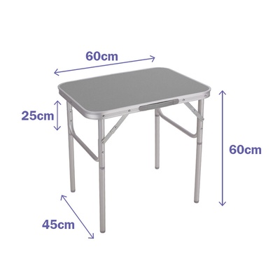 Marbueno Folding Camping Table 60x25x45cm - Lightweight Aluminum Portable Table with Adjustable Height & Carry Handle