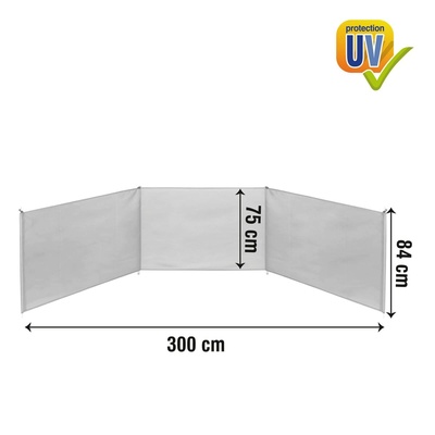 Aktive 53441 Beach Windscreen 300x85cm - 3 Panel Foldable Wind Blocker with UV30 Protection & Carry Bag