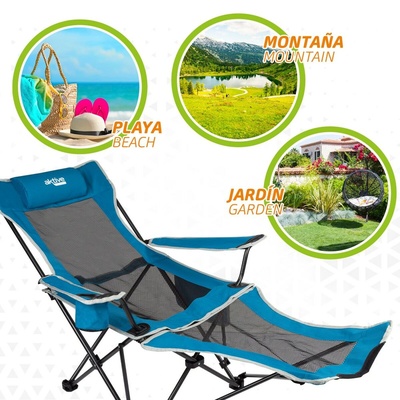 Aktive Steel Frame Hammock Chair Blue 152x75x54cm - 600D Polyester Swing Chair with Cushion & Cup Holders