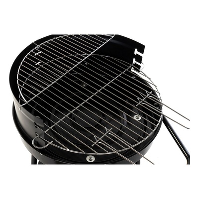 DKD Home Decor Portable Charcoal Barbecue with Wheels - Compact BBQ Grill 59x49.5x82cm - Black Steel Mobile Garden Grill