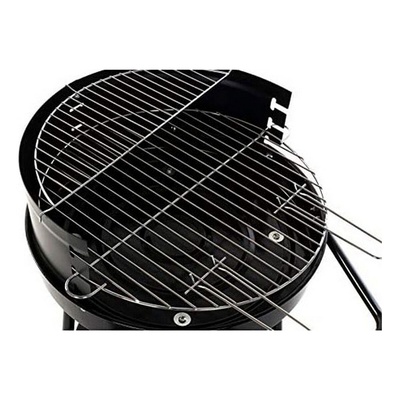 DKD Home Decor Portable Charcoal Barbecue with Wheels - Compact BBQ Grill 59x49.5x82cm - Black Steel Mobile Garden Grill